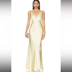 Lovers + Friends Cream Sleeveless V-neck Gown